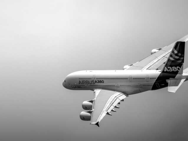 Farnborough, United Kingdom - July 16, 2016: An Airbus A380 in flight